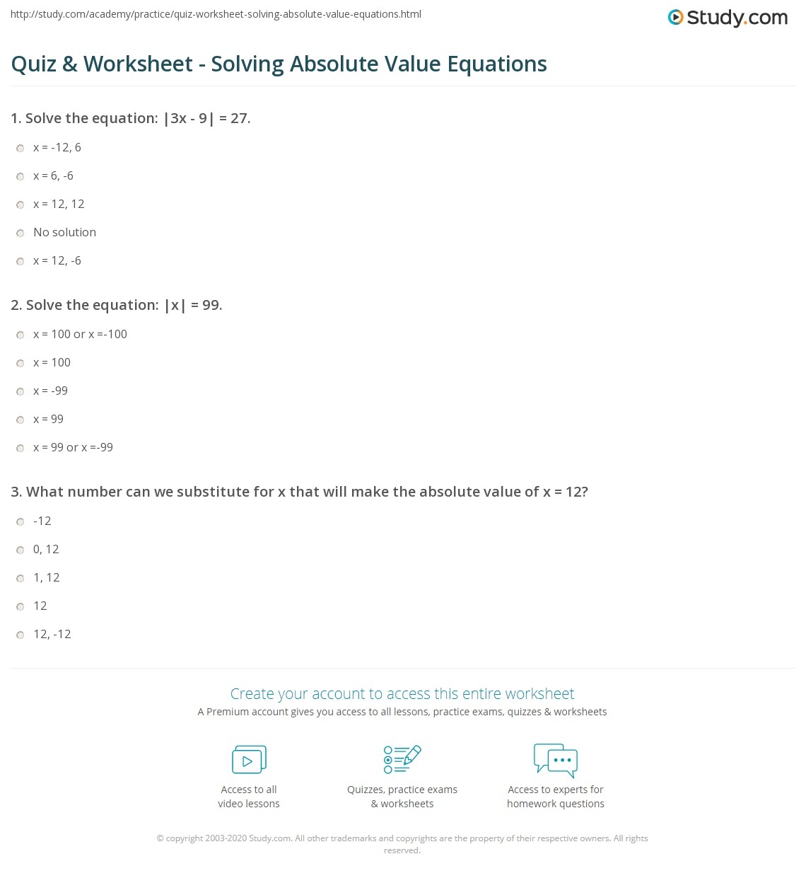 solving absolute value equations worksheet solving absolute value equations worksheet
