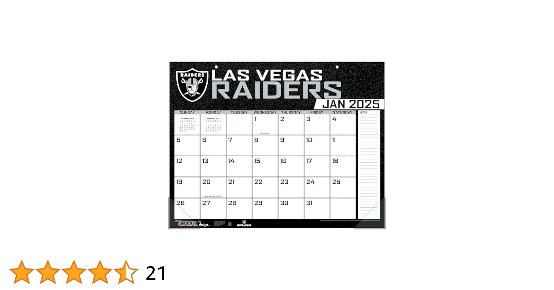 Raiders Decor For Man Cave NFL Las Vegas Raiders 2025 22 x17 Desk Calendar Las Vegas Raiders 2023 12 X 12 Team Wall Calendar Printable