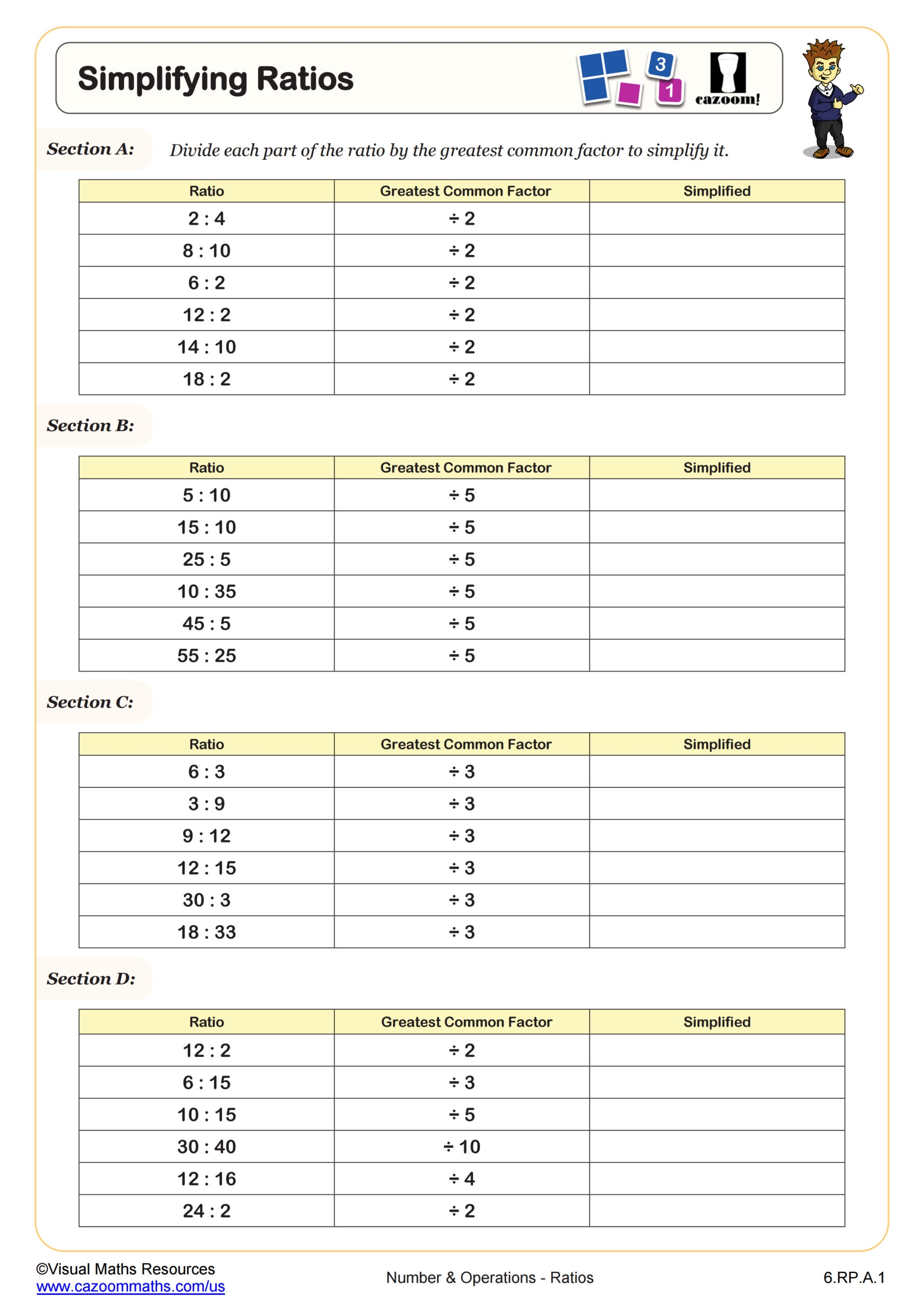 ratio and proportion worksheet
