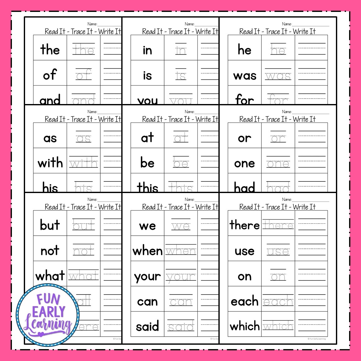 sight words activity worksheets