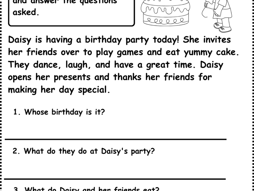 Reading Comprehension Worksheets Grade 1