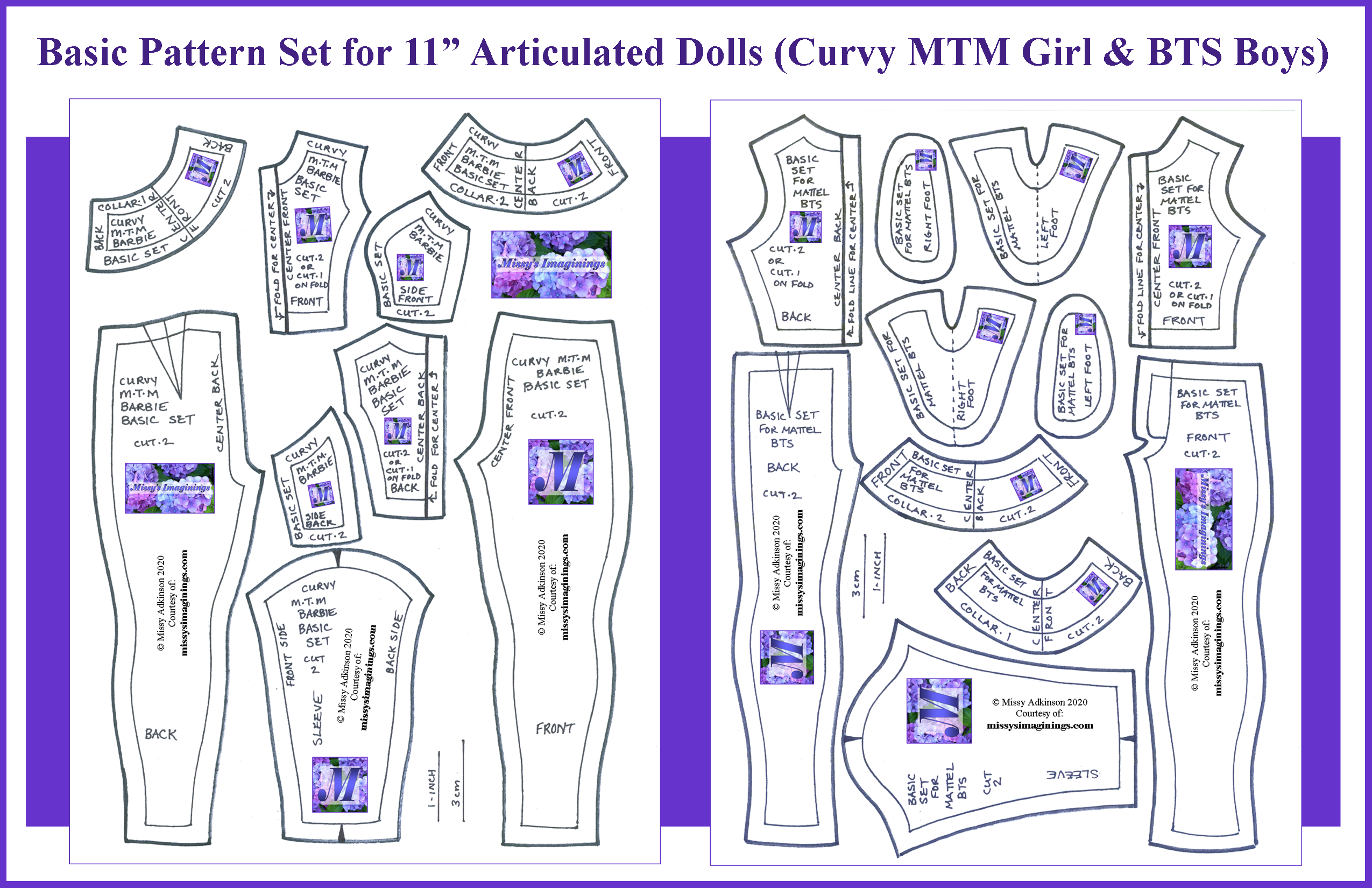 Ready To Print 1 6 11 Doll Patterns Missy s Imaginings