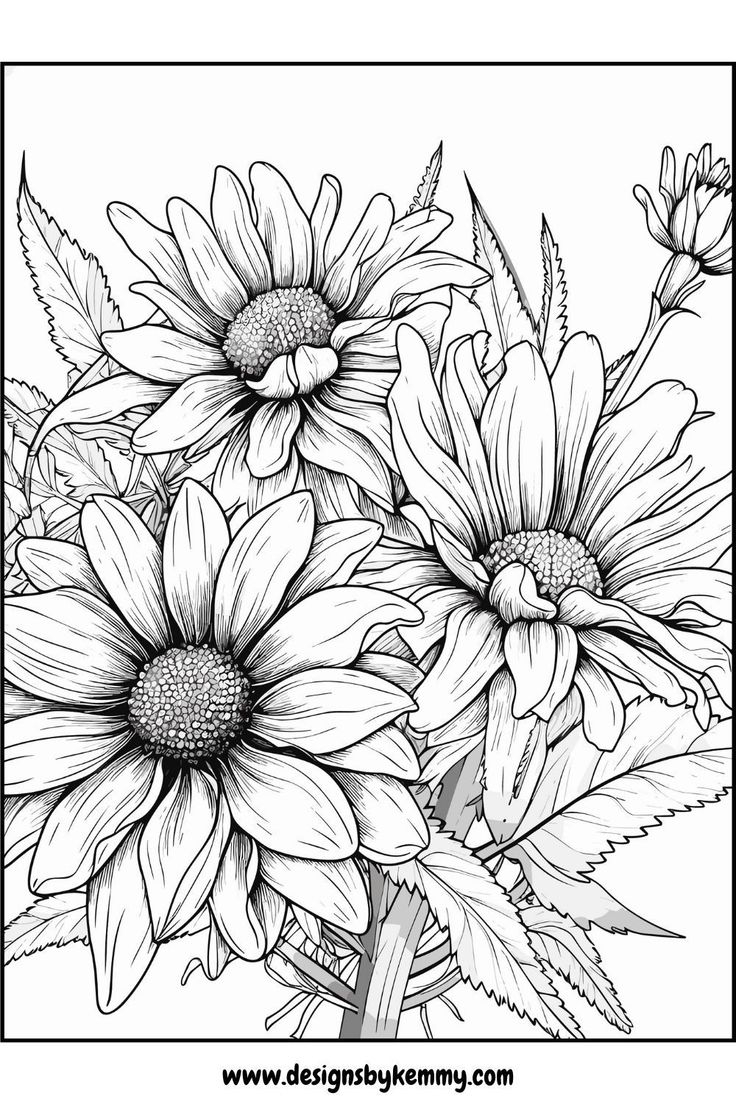Relaxing Wild Flowers Coloring Pages Coloring Pages For Adults Designs By Kemmy Coloringsophisti