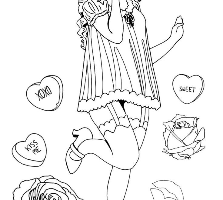 Sabrina Carpenter Babydoll Dress Coloring Page