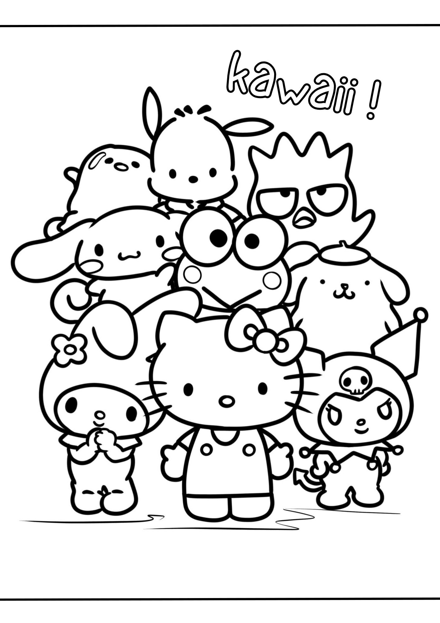 cinnamon roll hello kitty coloring page