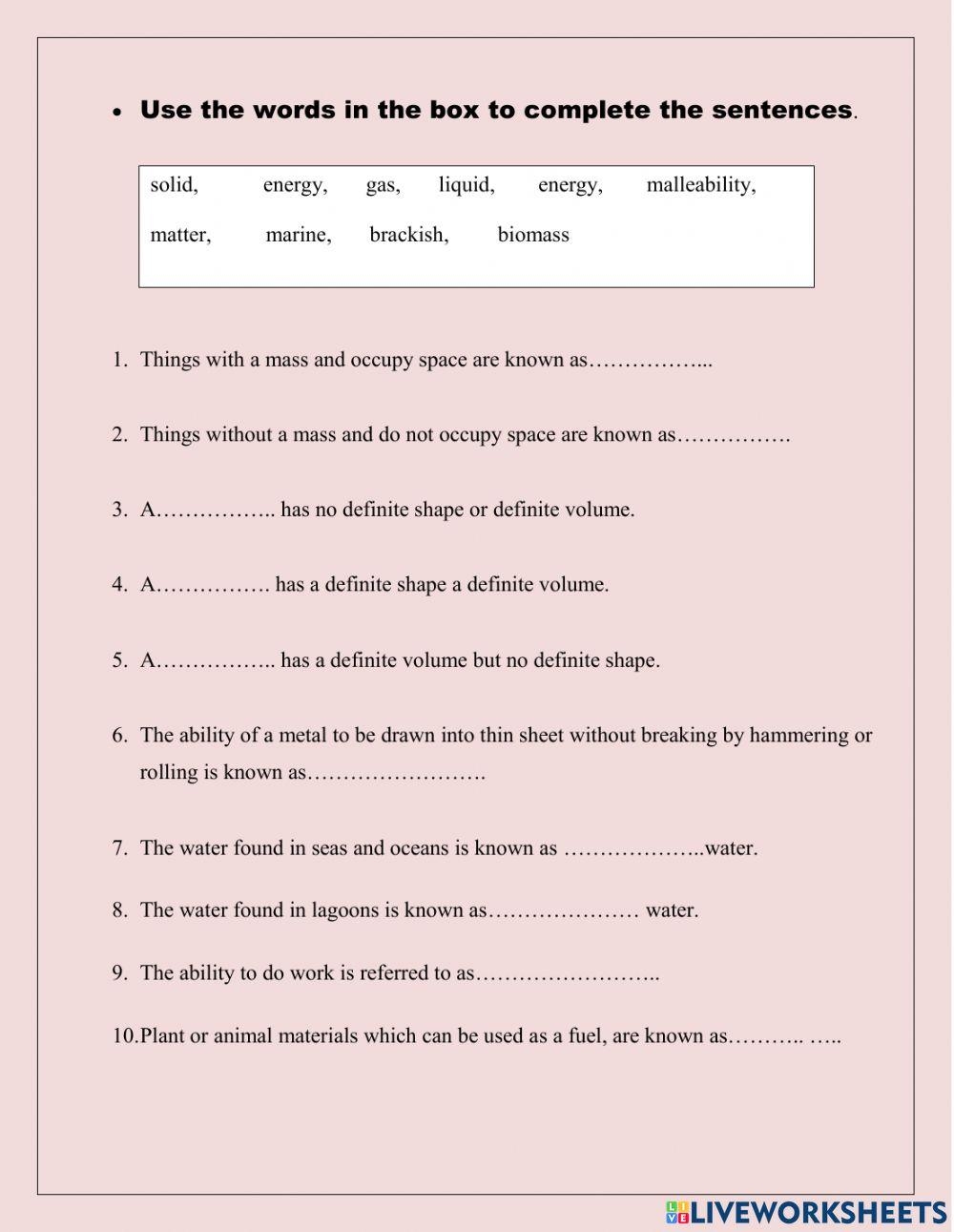 6th grade science worksheets 6th grade science worksheets