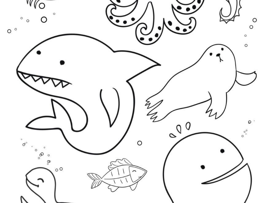 Sea Animal Coloring Page Kids Coloring Pages Sea Animals Printable Coloring Page Ocean Coloring Page For Kids Printable Ocean Coloring Etsy