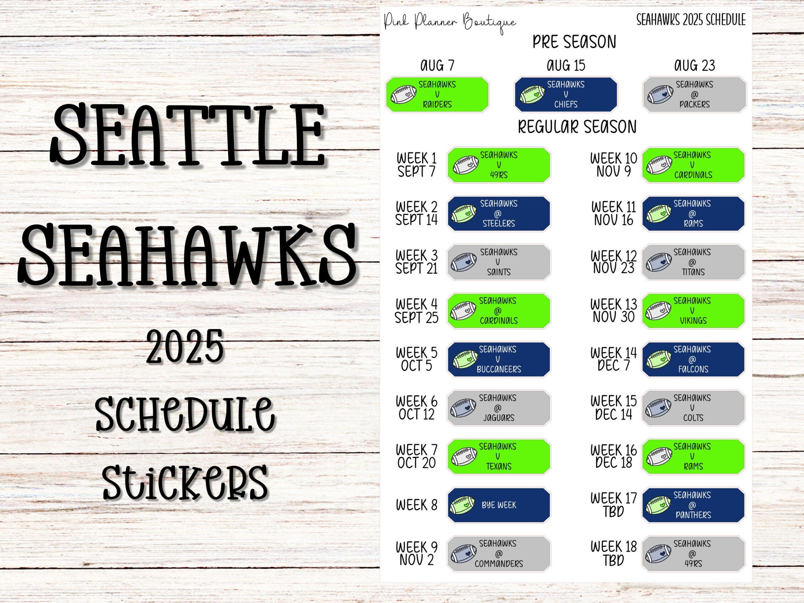 Seahawks Schedule Etsy Seahawks Schedule Etsy