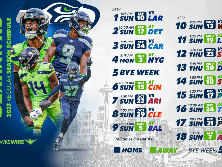 Seattle Seahawks 2023 Schedule Downloadable Wallpaper