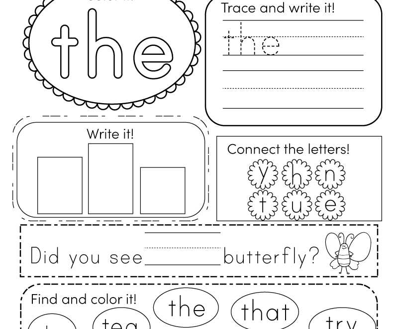 Sight Word the Worksheet Free Printable Digital PDF