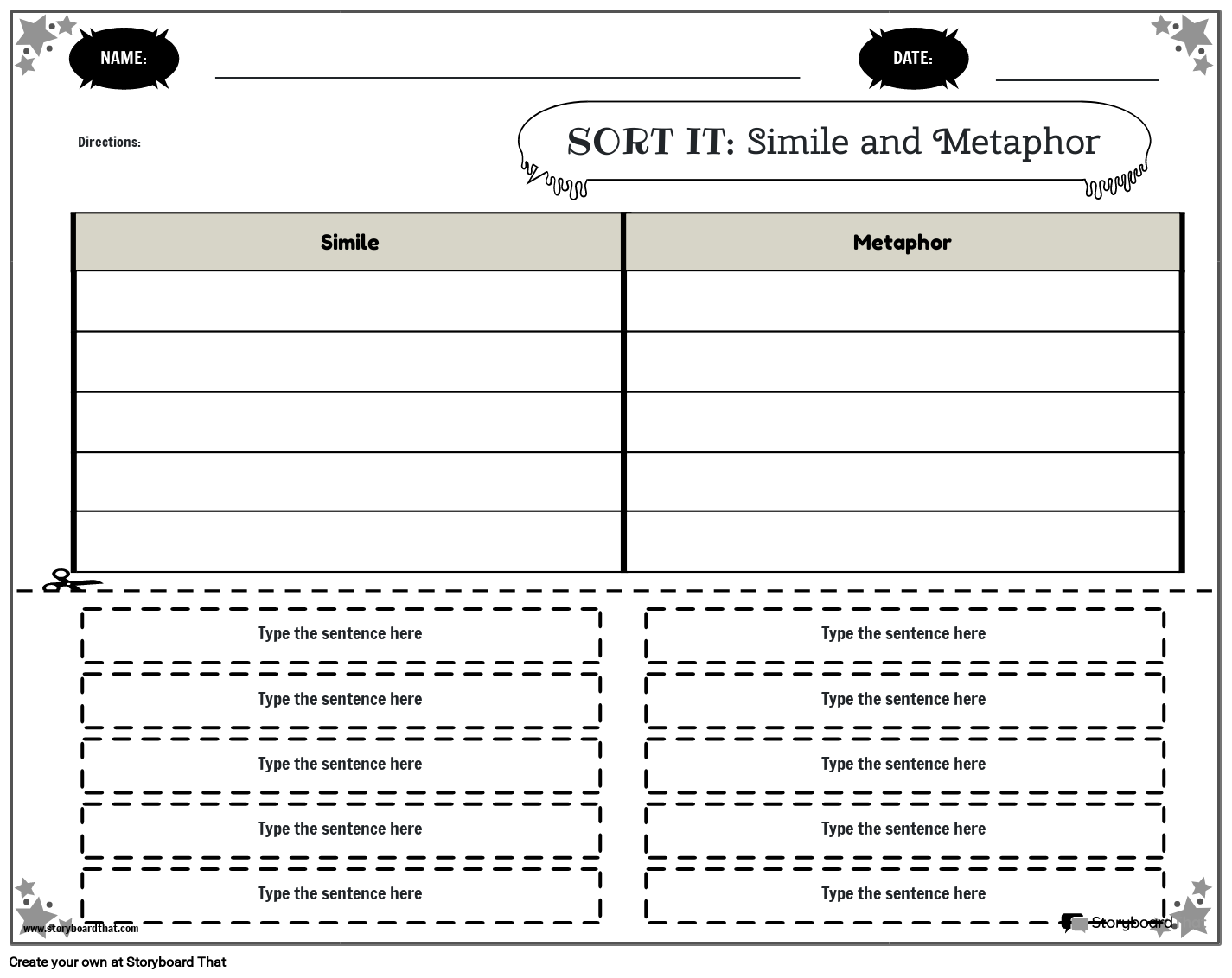 Simile And Metaphor Worksheets Create With Storyboard That Simile And Metaphor Worksheets Create With Storyboard That