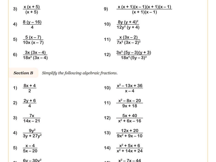 Simplifying Rational Expressions A Worksheet Algebra II PDF Worksheets Cazoom Math