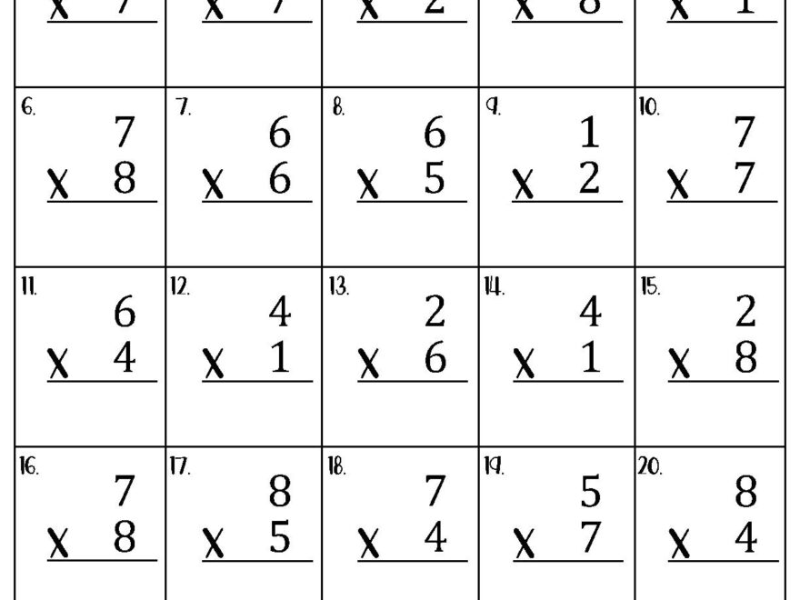 Single Digit Multiplication Worksheets Etsy