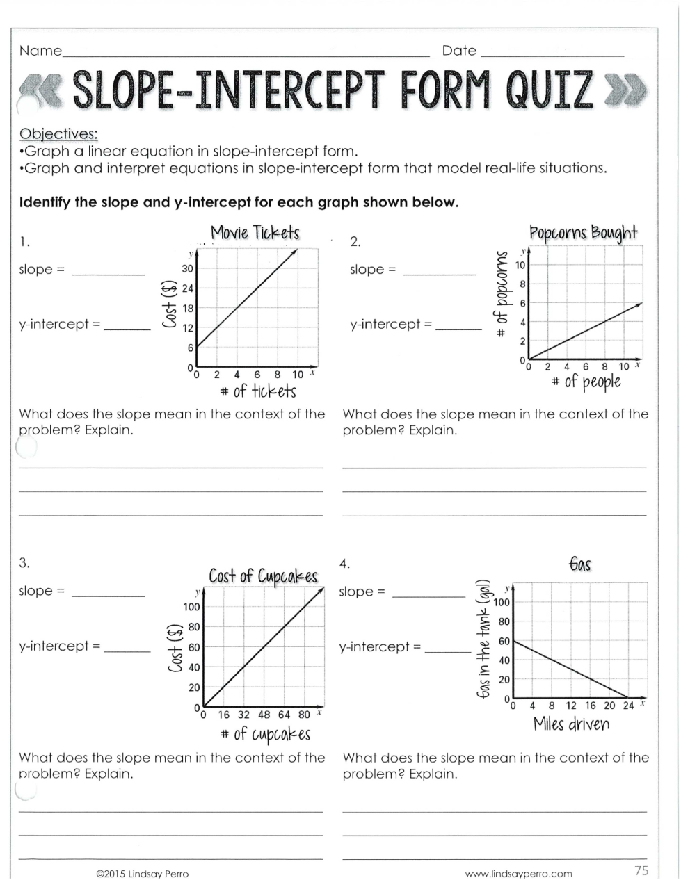 slope and slope intercept form worksheet slope and slope intercept form worksheet
