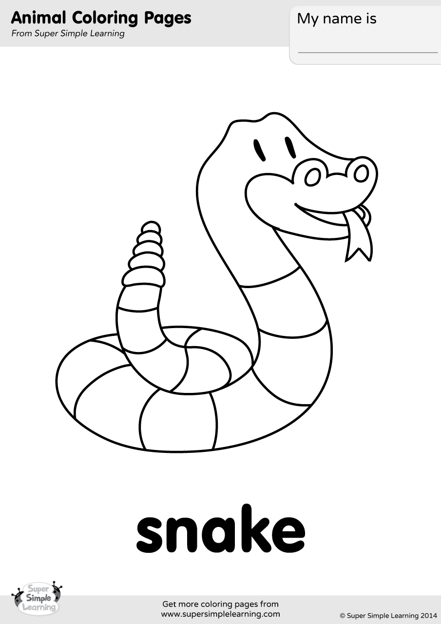Snake Coloring Page Super Simple
