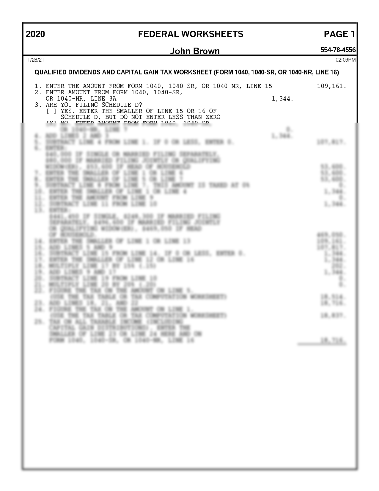 qualified dividends and capital gain tax worksheet