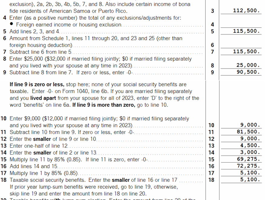 Solved Taxable Social Security Worksheet