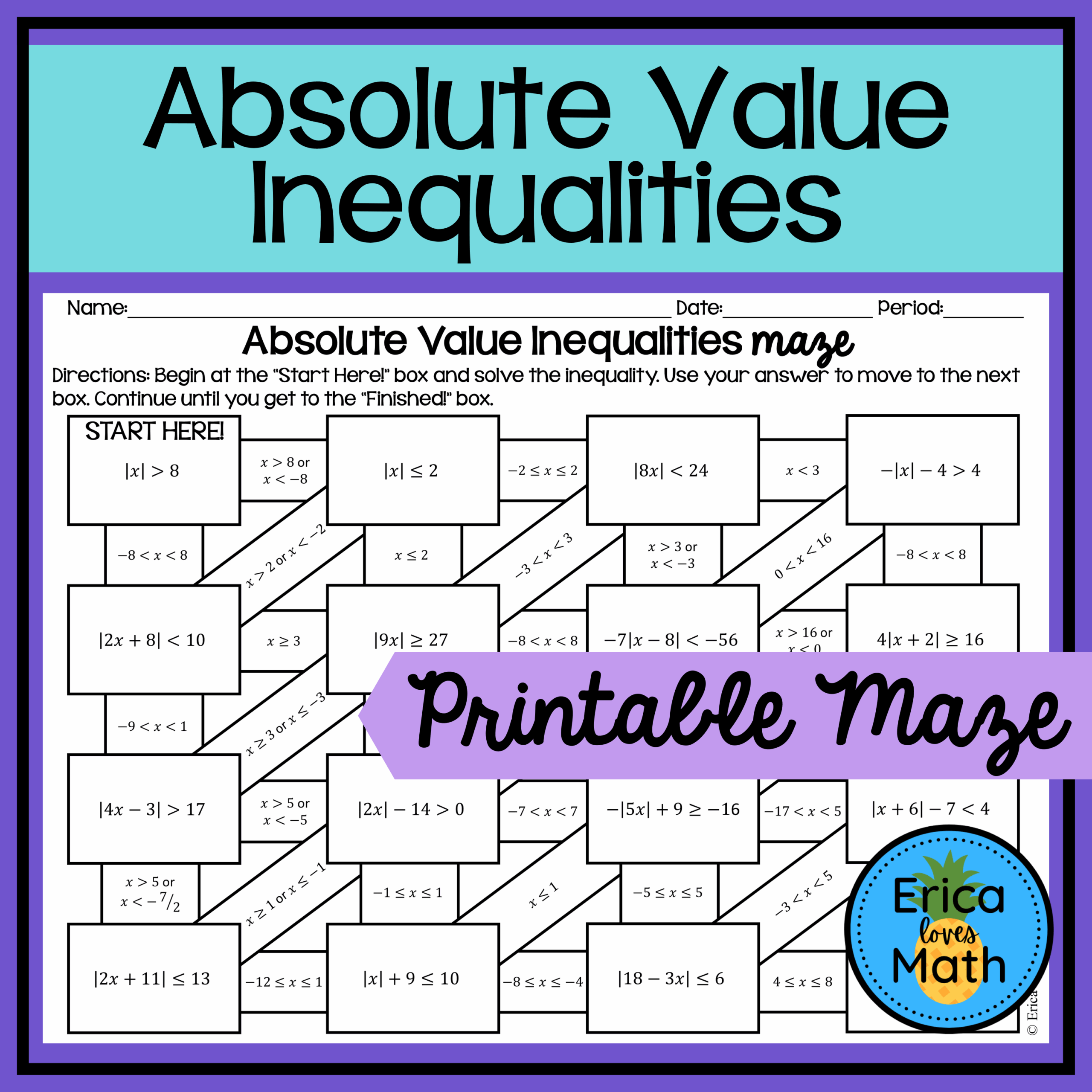 absolute value inequalities worksheet