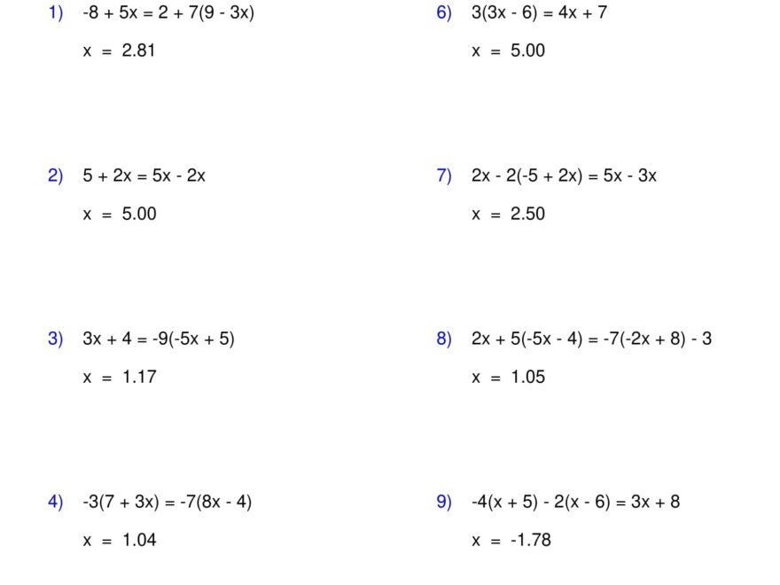 Solving Equations With Variables On Both Sides Worksheet Made By Teachers