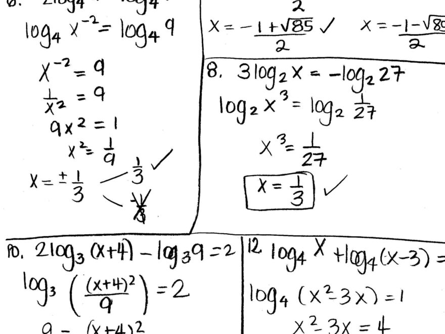 Solving Logarithmic Equations Worksheet Word Problem Worksheets Worksheets Library