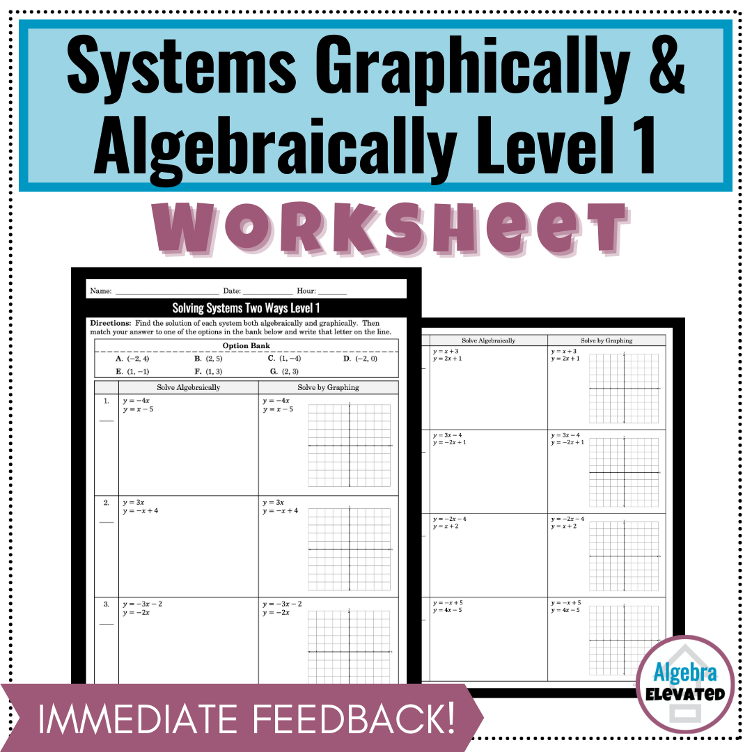 Solving Systems Of Equations With Substitution And Graphically Level 1 Made By Teachers