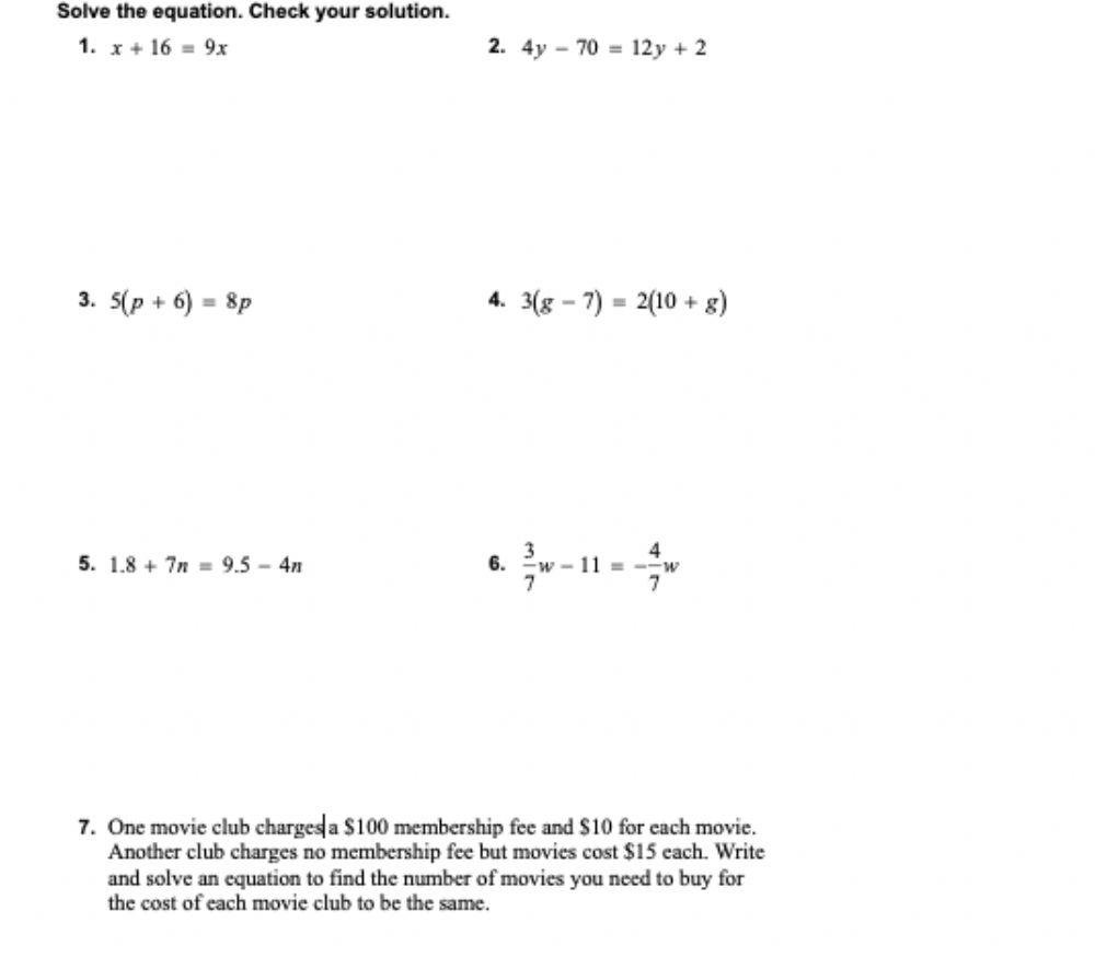 solving equations with variables on both sides worksheet solving equations with variables on both sides worksheet