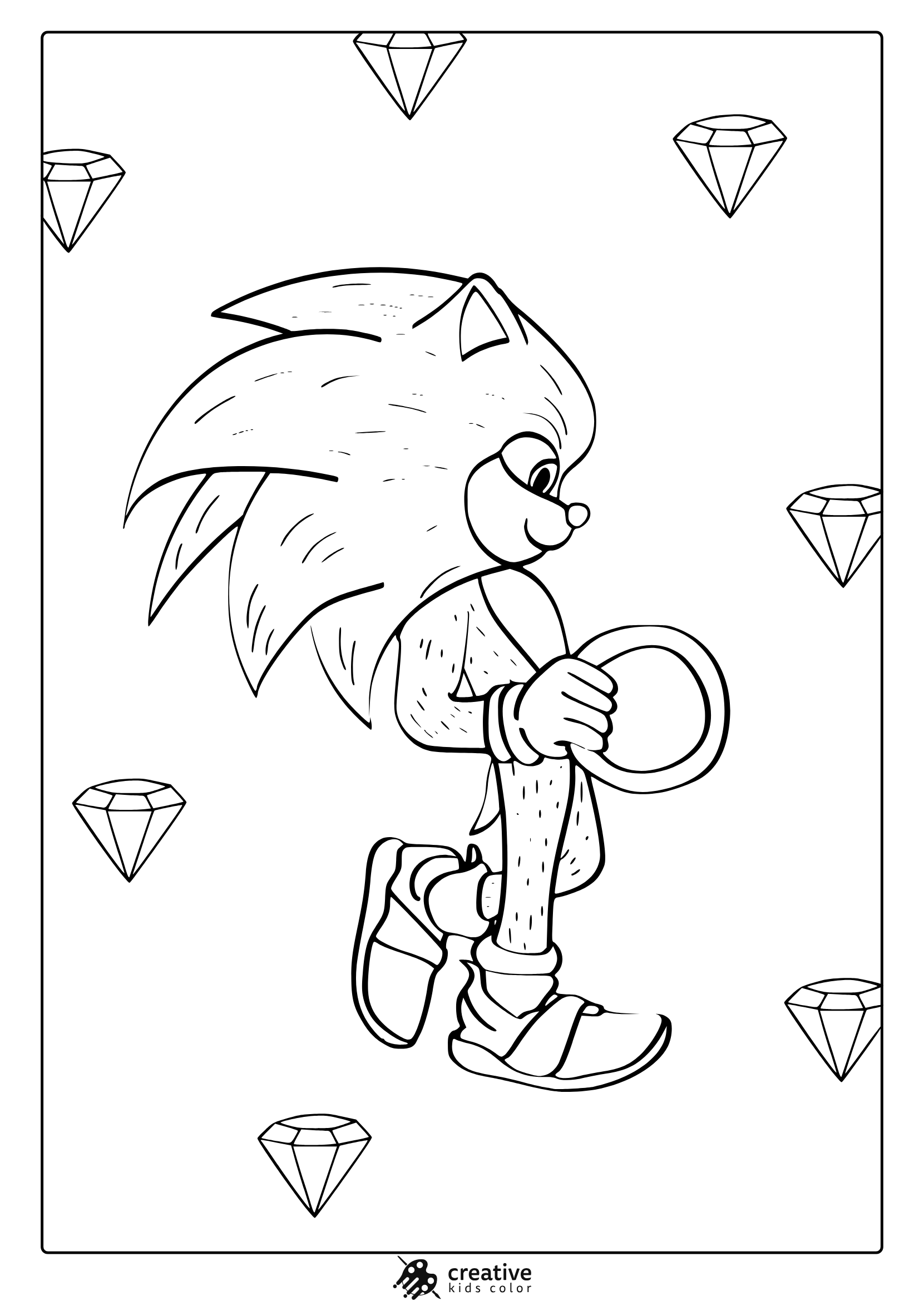 free printable sonic coloring page