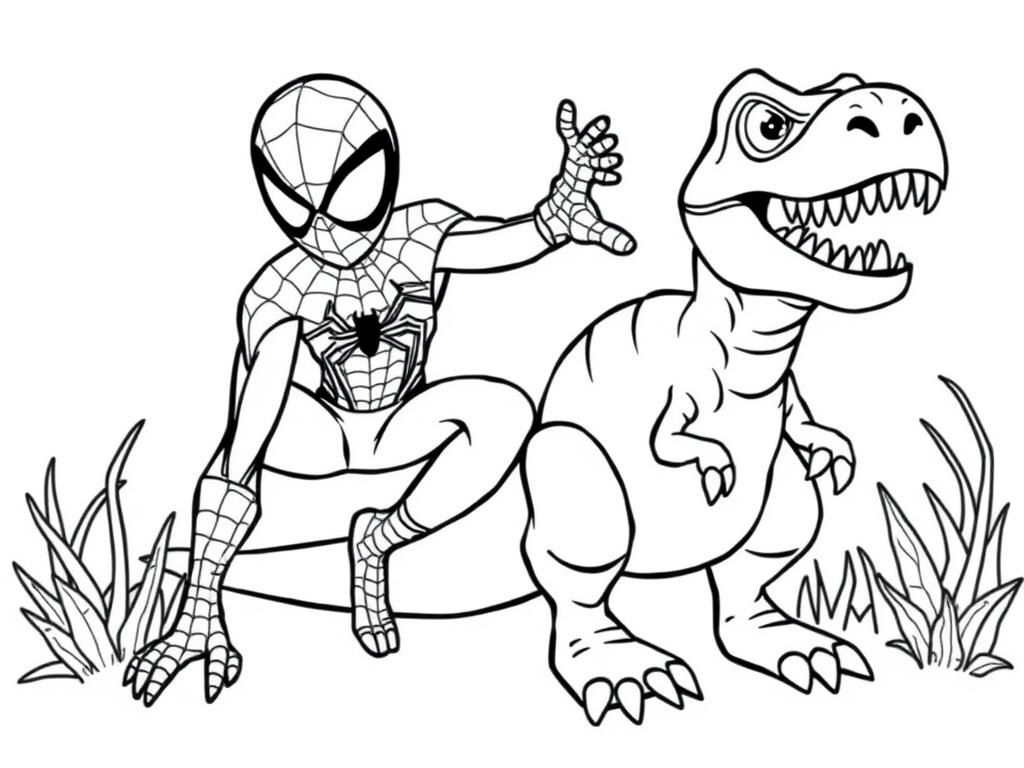 Spiderman And Dinosaur Coloring Page Free Printable Coloring Page Spiderman And Dinosaur Coloring Page Free Printable Coloring Page