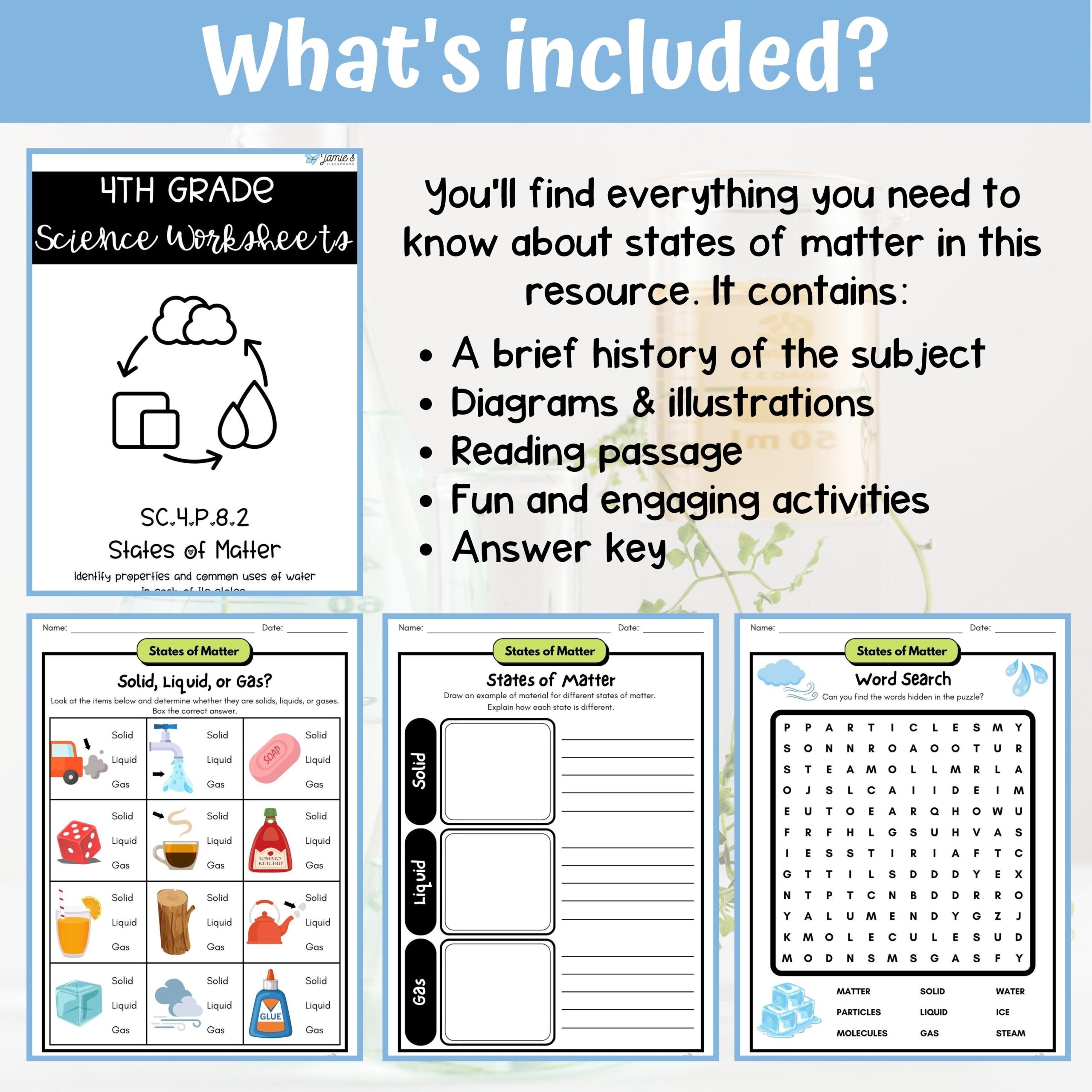 States Of Matter Activity Answer Key 4th Grade Physical Science Classful States Of Matter Activity Answer Key 4th Grade Physical Science Classful