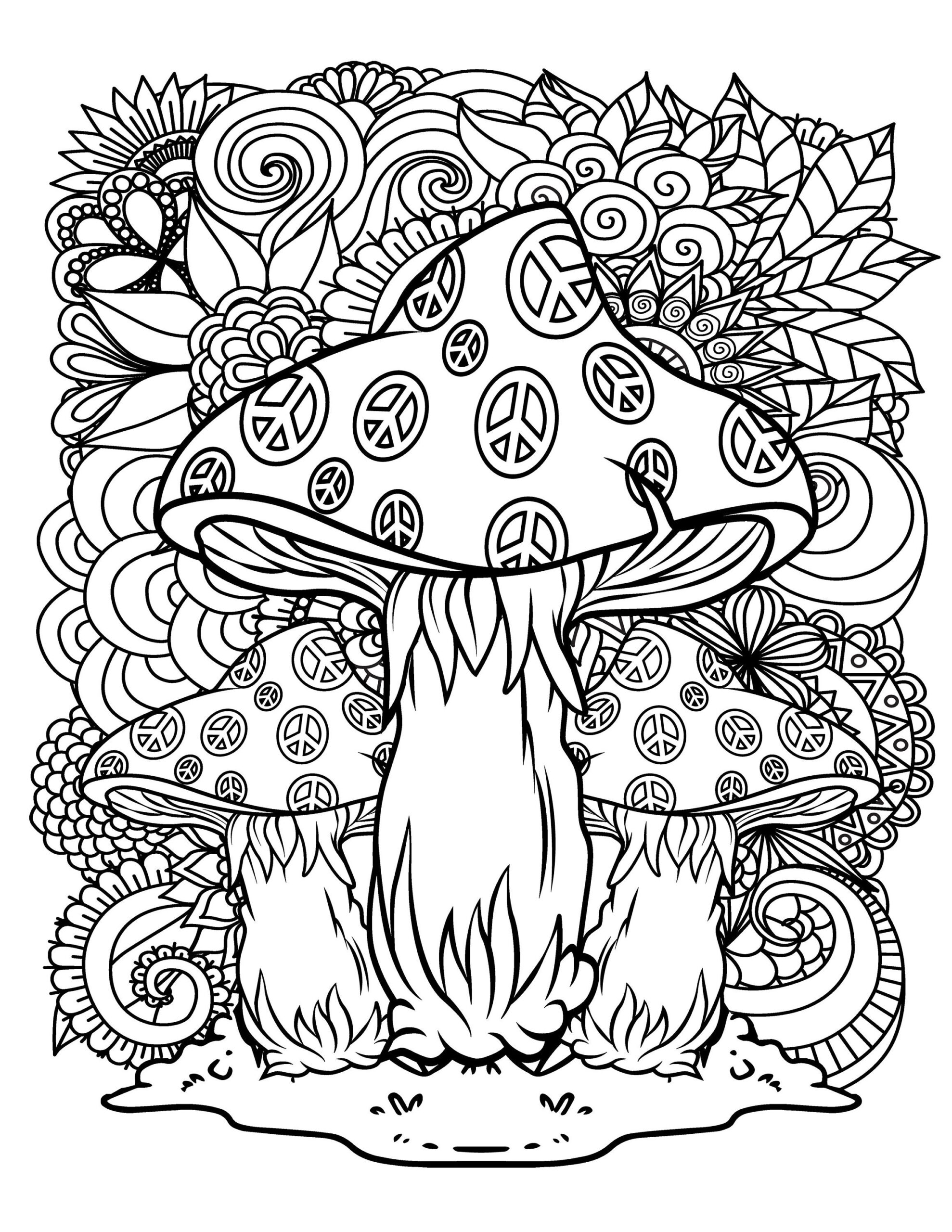 Stoner Trippy Coloring Pages Digital Download Magic Mushrooms Trippy Alien Stoner Weeds Psychedelic Printable PDF Etsy
