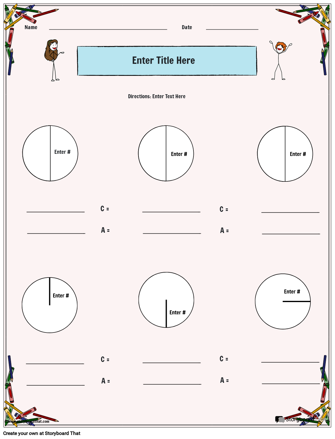 Storyboard That Free Circle Area Circumference Worksheets