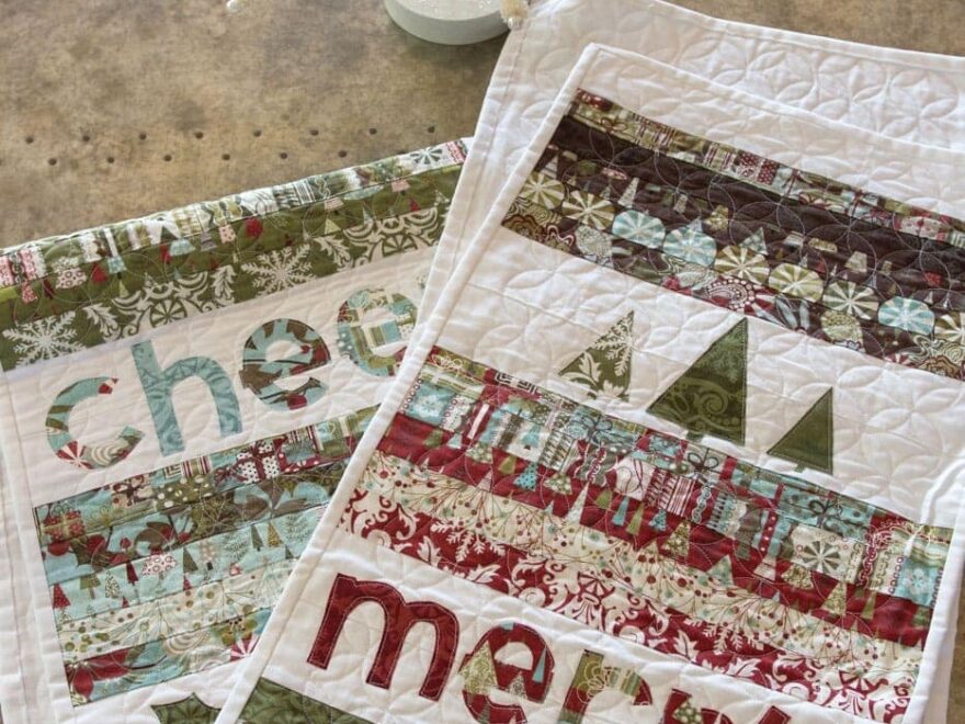 Striped Quilted Christmas Table Runner Pattern Polka Dot Chair