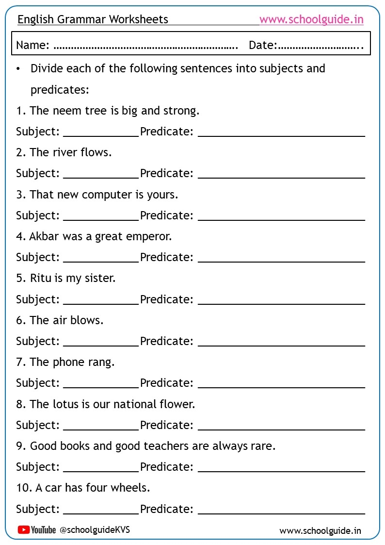 subject and predicate worksheet subject and predicate worksheet