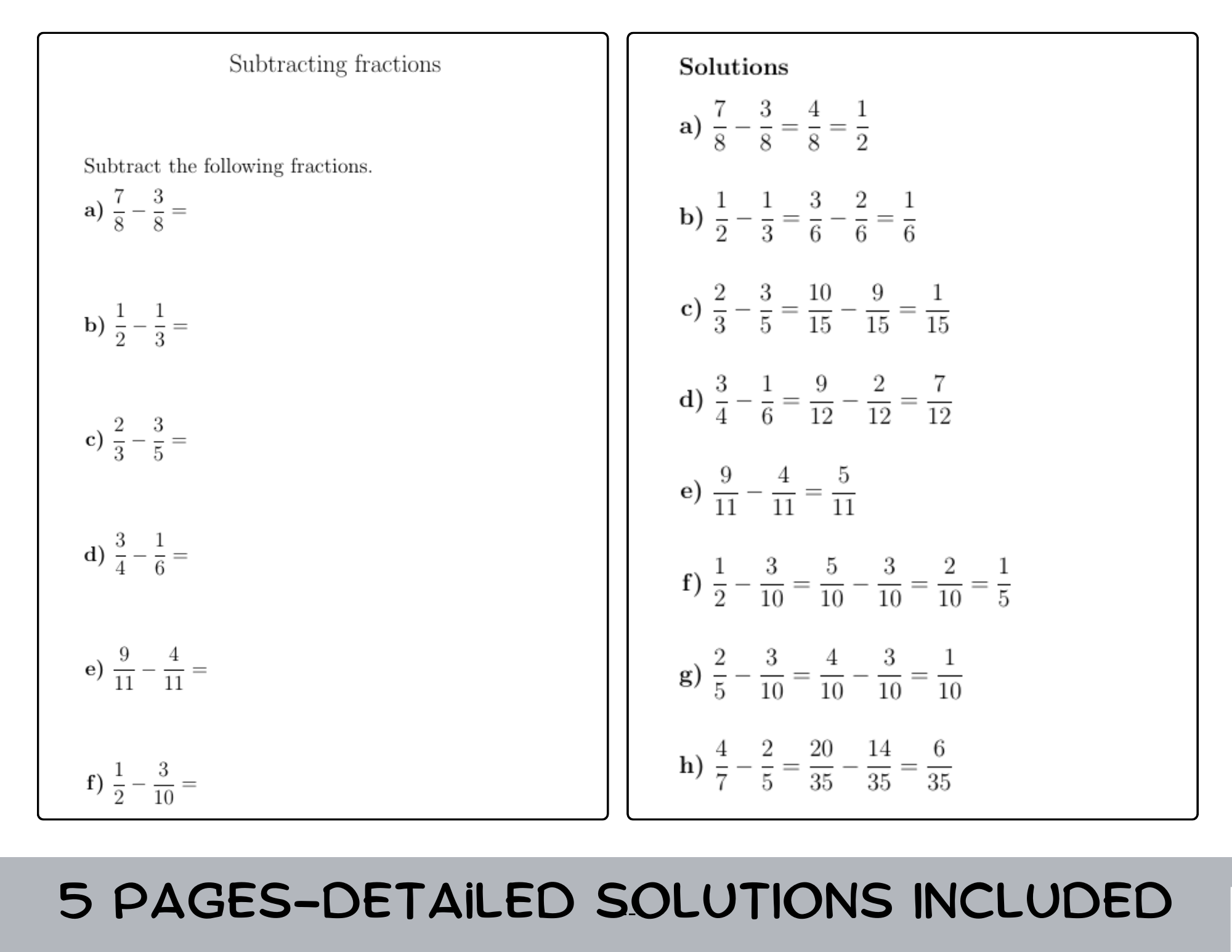adding and subtracting fractions worksheet