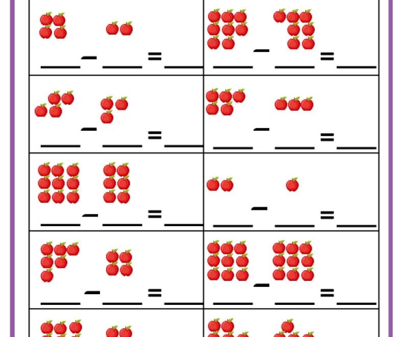 Subtraction Worksheets For Kindergarten