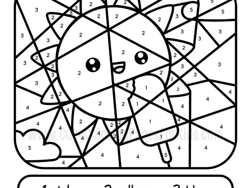 Summer Color By Number Cute Coloring Pages For Kids