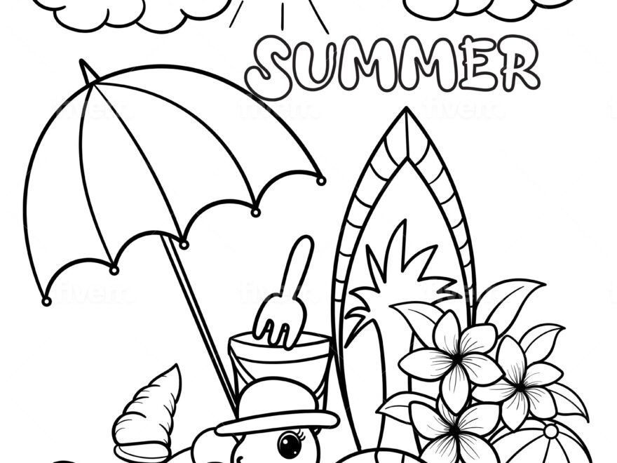 Summer Season Coloring Sheet Etsy