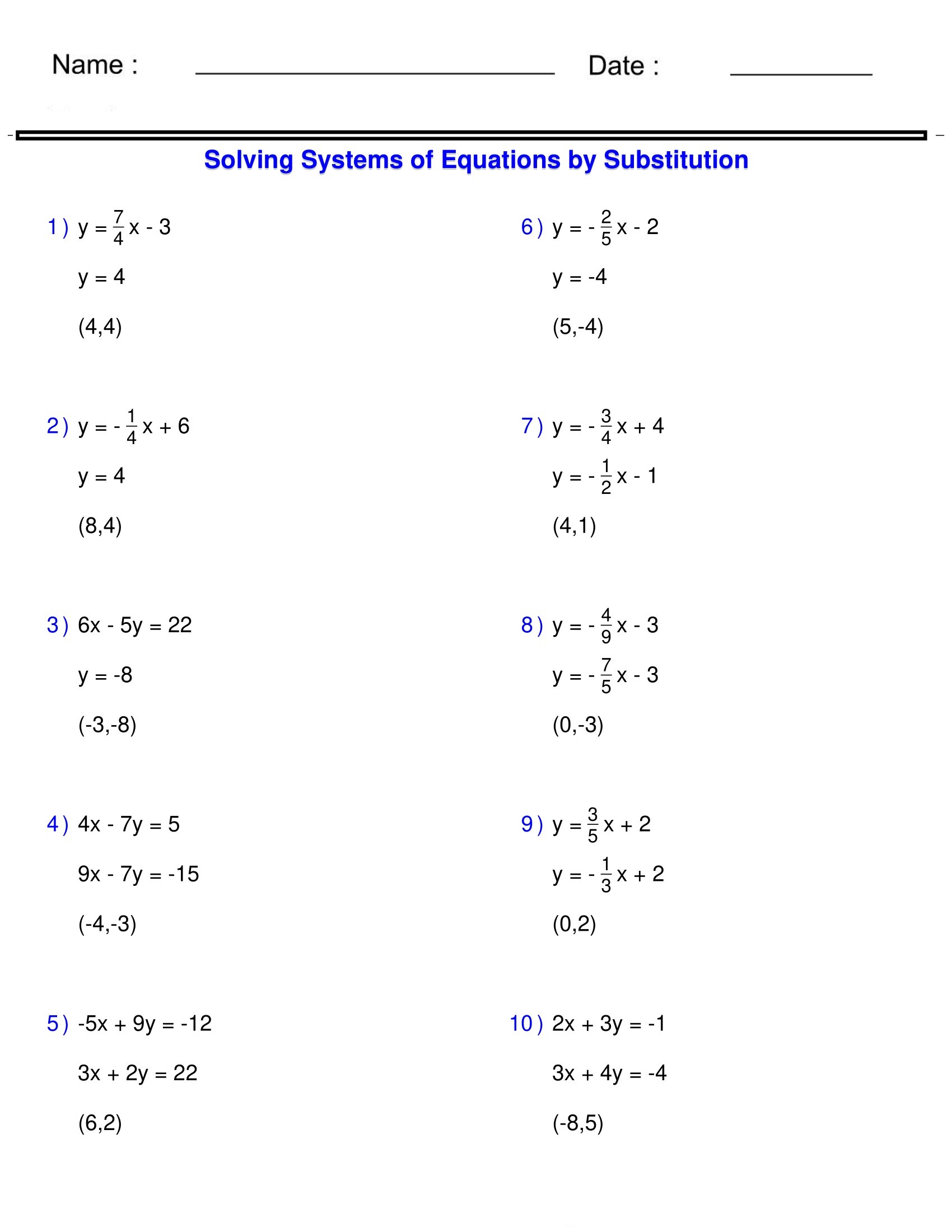 Systems Of Equations Solving Two Variable Systems Of Equations By Substitution Made By Teachers Systems Of Equations Solving Two Variable Systems Of Equations By Substitution Made By Teachers