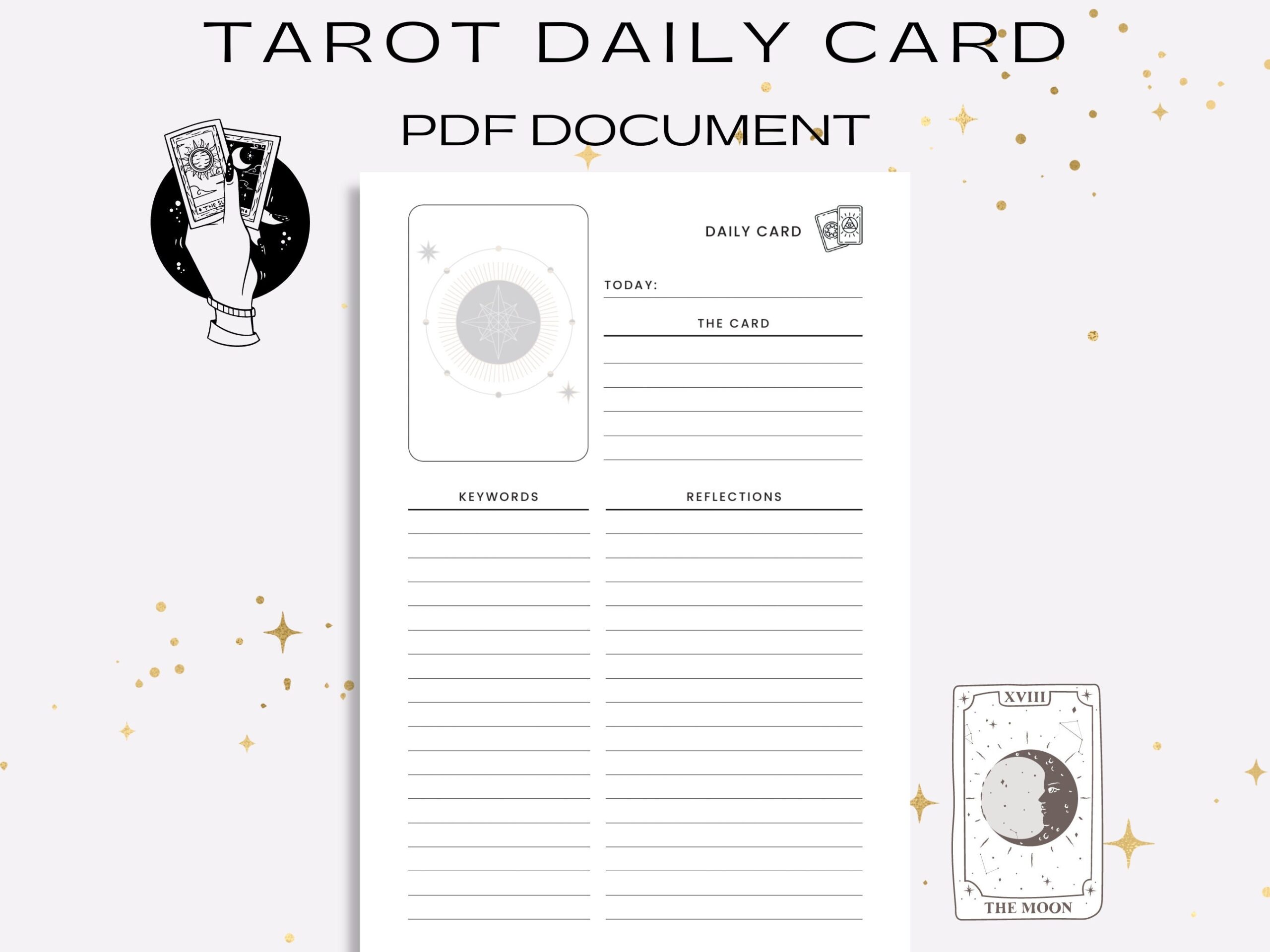 Tarot Journal Printable PDF Daily Tarot Card Spread Pages Digital Download Workbook For Beginners And Witchy Spiritual Practices Etsy