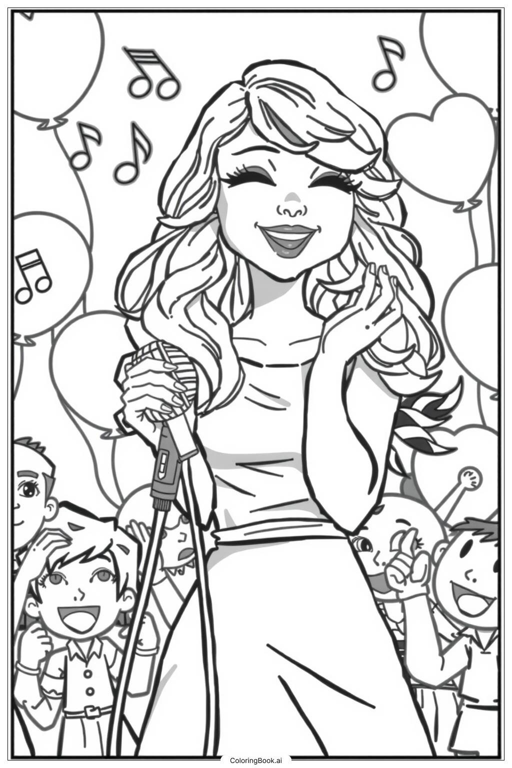 Taylor Swift Celebrating 1989 Release Coloring Page Free PDF PNG Printable 