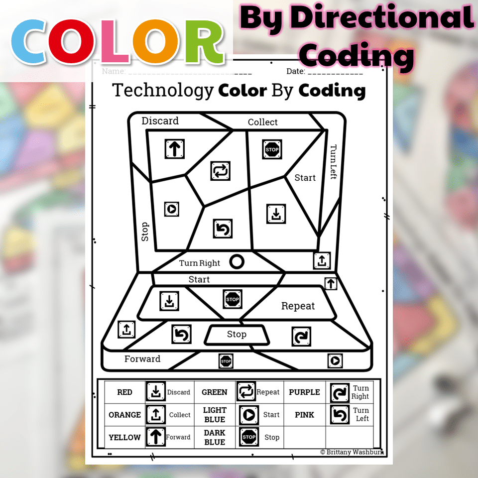 Technology Color By Code Worksheets Bundle  Technology Color By Code Worksheets Bundle