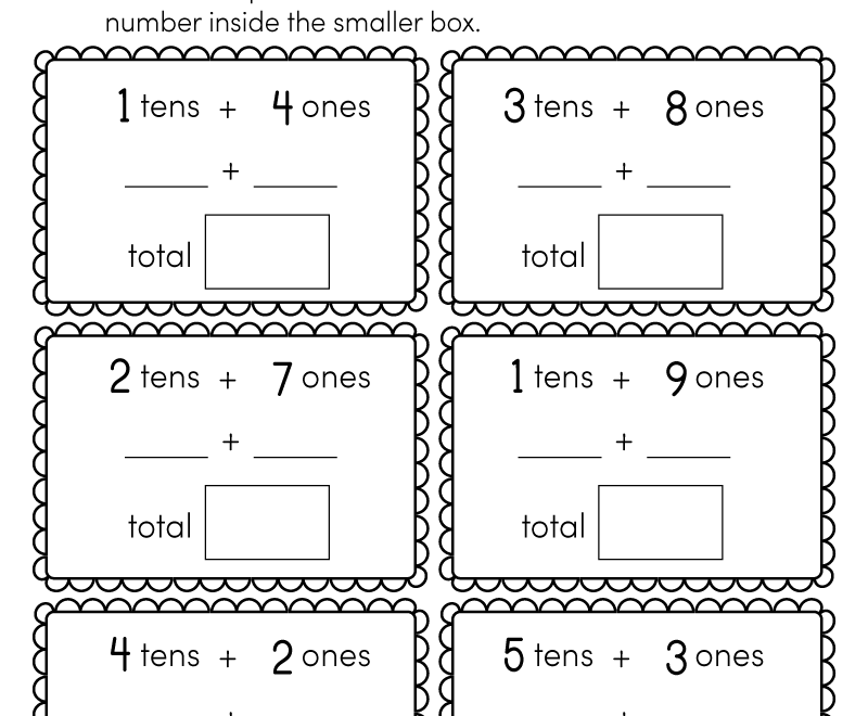 Tens And Ones Worksheet For 1st Grade Free Printable