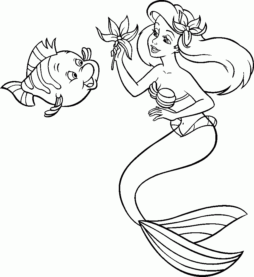 The Little Mermaid Disney Ariel With Polochon The Little Mermaid Coloring Pages For Kids