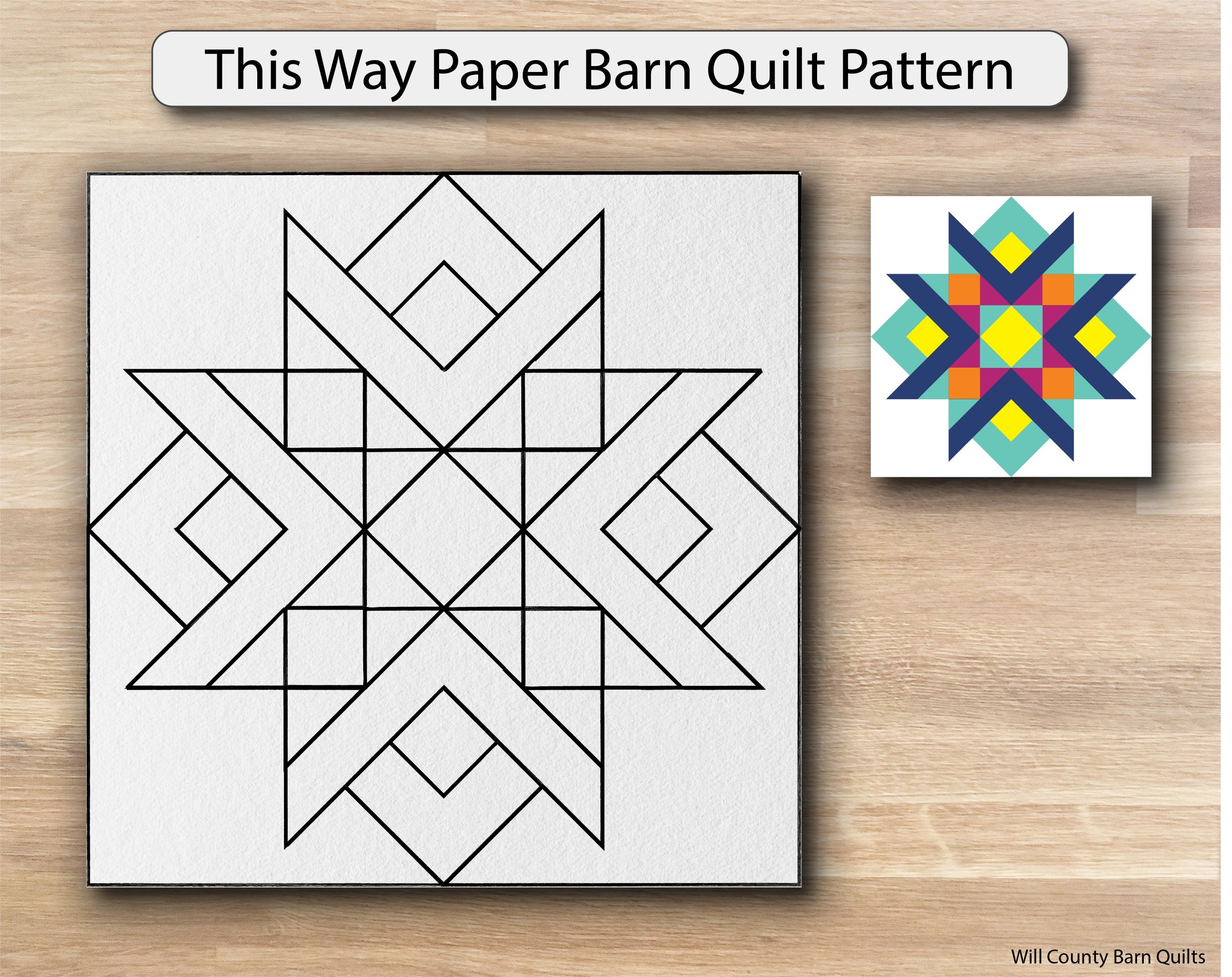 This Way Paper Barn Quilt Pattern Will County Barn Quilt Trail