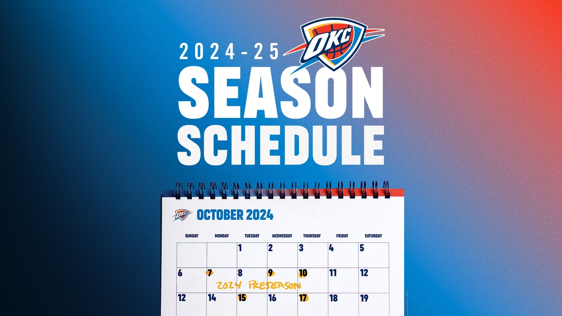 Thunder Announces 2024 25 Regular Season Schedule Oklahoma City Thunder Thunder Announces 2024 25 Regular Season Schedule Oklahoma City Thunder