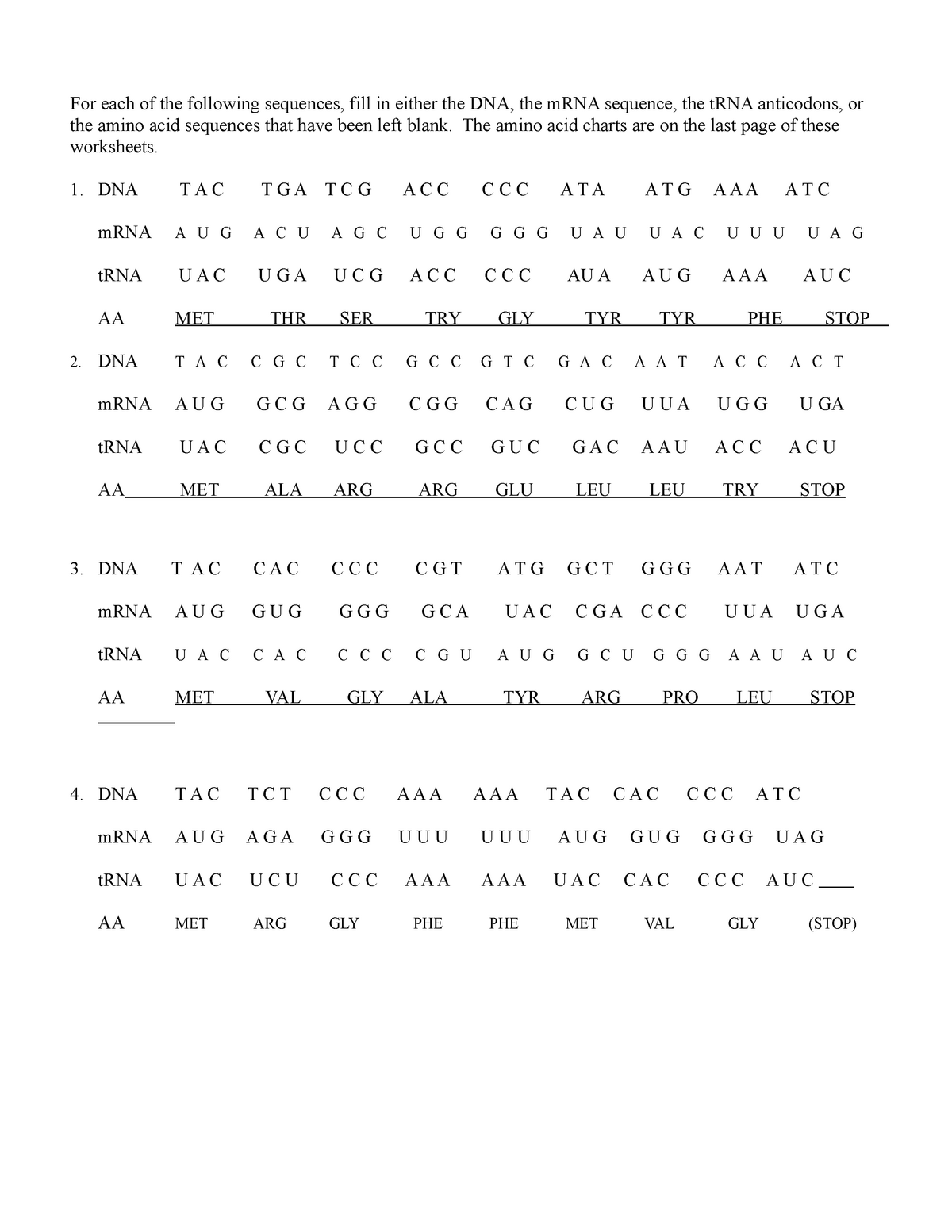 Transcription And Translation Practice For Each Of The Following Worksheets Library Transcription And Translation Practice For Each Of The Following Worksheets Library