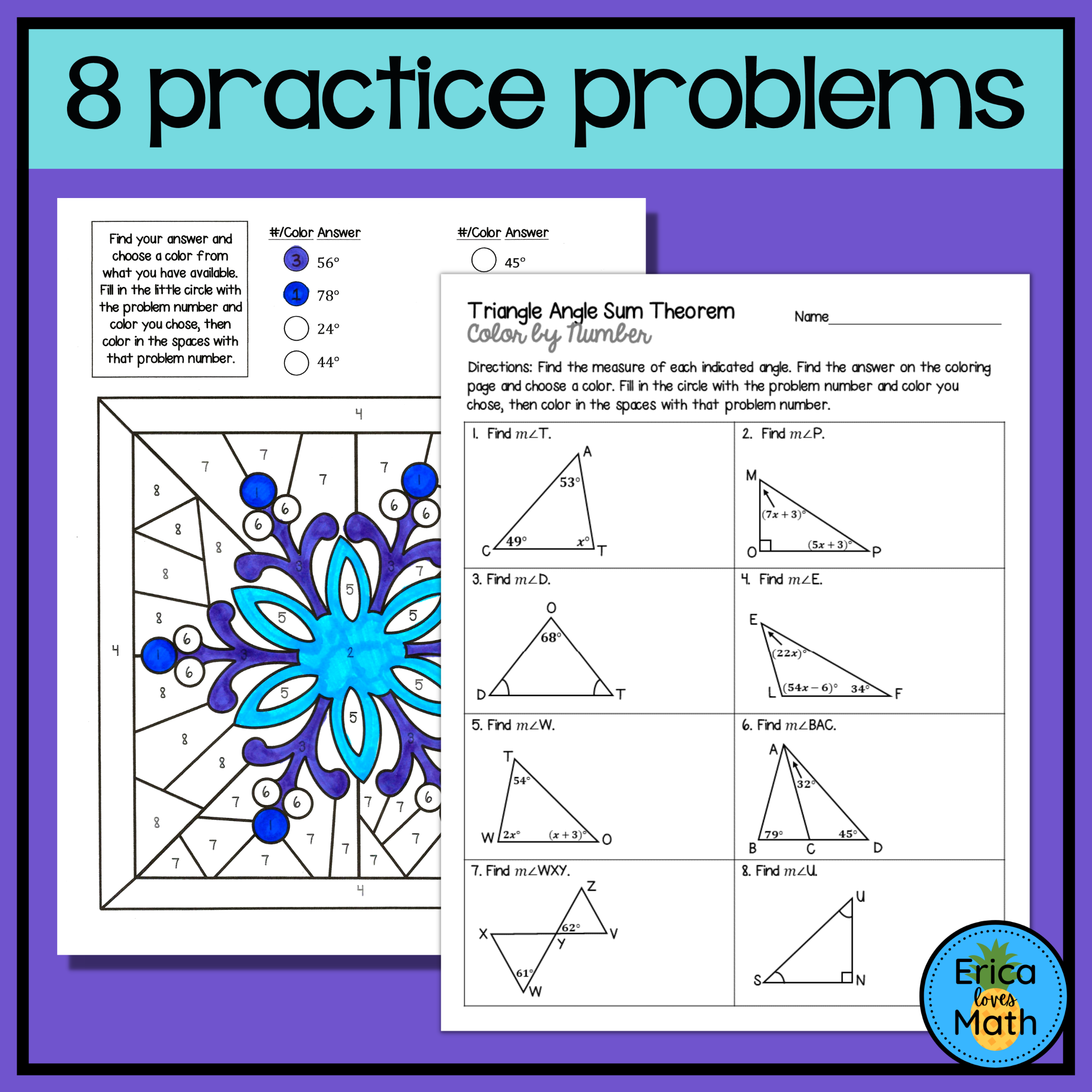 Triangle Angle Sum Theorem Color By Number Activity Winter Christmas Made By Teachers Triangle Angle Sum Theorem Color By Number Activity Winter Christmas Made By Teachers