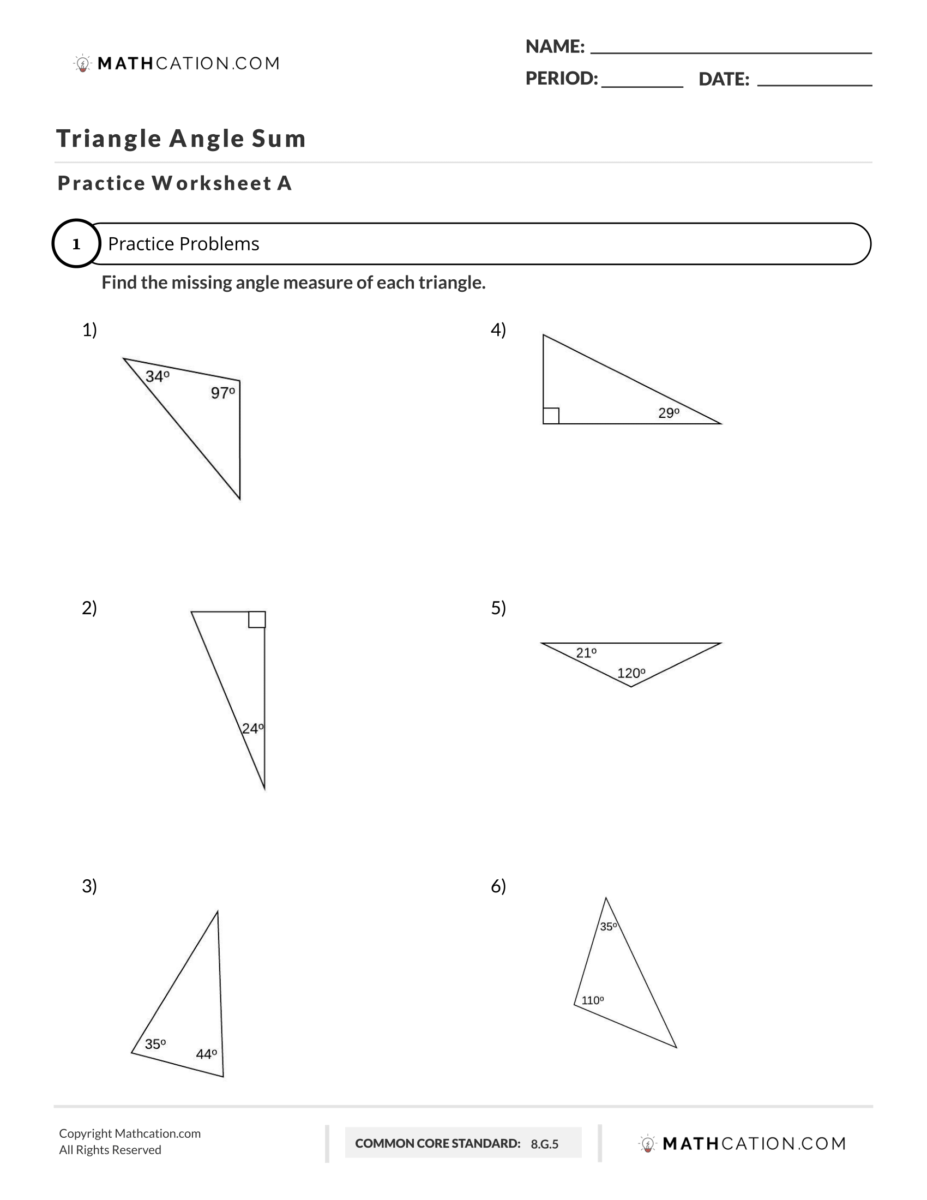 Triangle Sum Theorem Worksheet Examples And Definition Triangle Sum Theorem Worksheet Examples And Definition