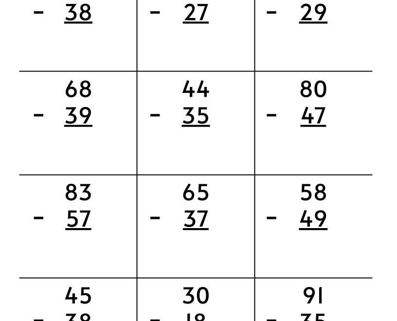 Two Digit Subtraction Worksheets With Regrouping PDF Etsy