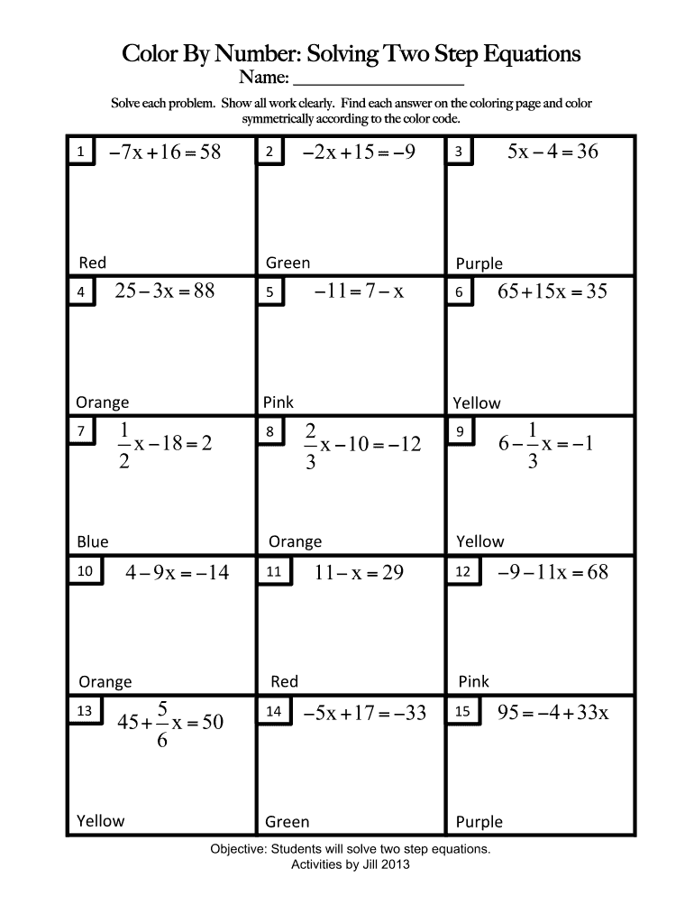 Two Step Equations Worksheet Pdf Fill Online Printable Fillable Blank PdfFiller
